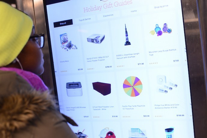 On The Go (OTG) kiosks featuring the Amazon Holiday Gift Guides, at the 14 St-Union Sq station on Mon., November 30, 2015. Photo: Marc A. Hermann / MTA New York City Transit