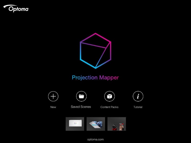 Optoma introduces Projection Mapper, the first mobile app to enable users to project images and video simultaneously onto multiple flat surfaces or three-dimensional objects to create artful entertainment displays in homes, yards, and more. (PRNewsFoto/Optoma Technology)