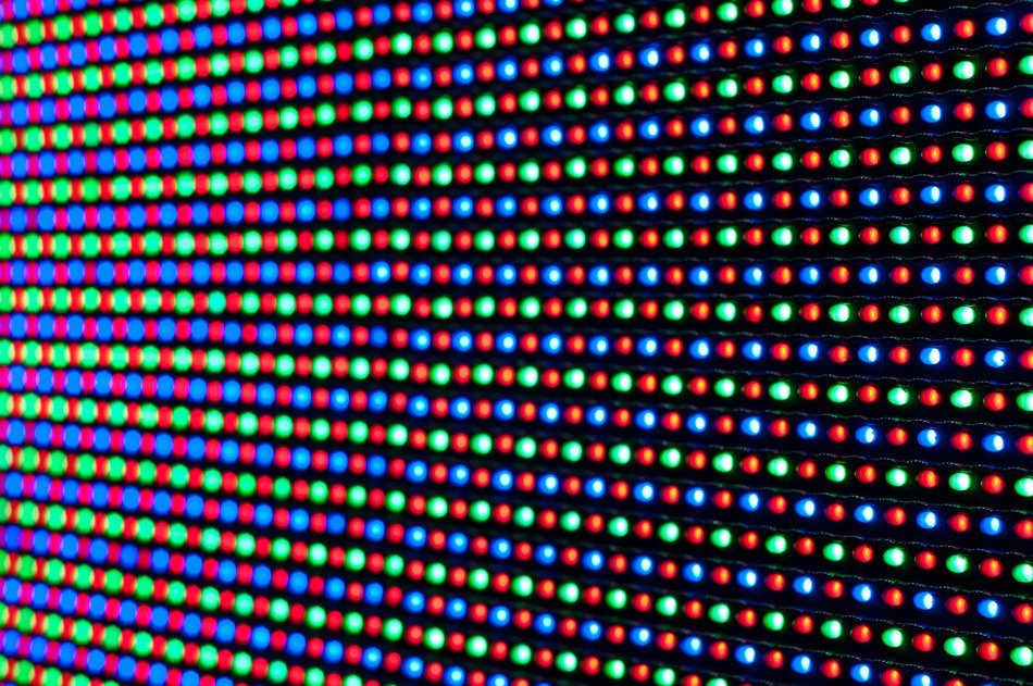 RGB led diode display panel. Selective focus. Shallow depth of field.