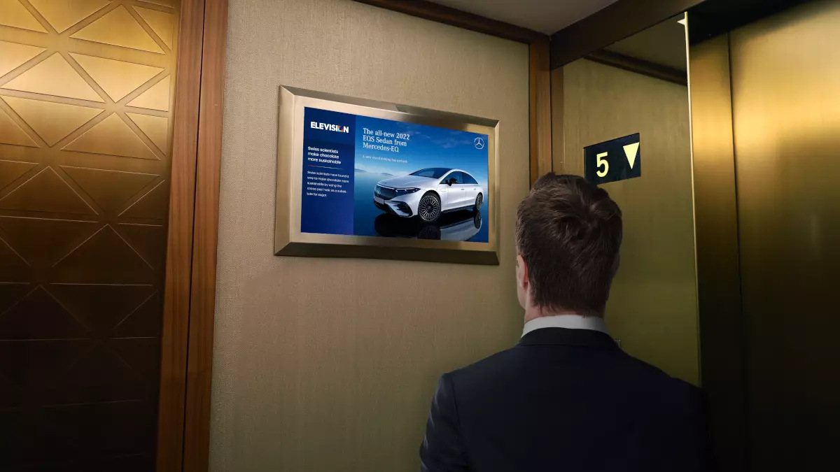 Elevision's elevator DooH network in Dubai (Image: Elevision)