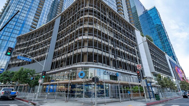 A before shot prior to construction of the LED wall